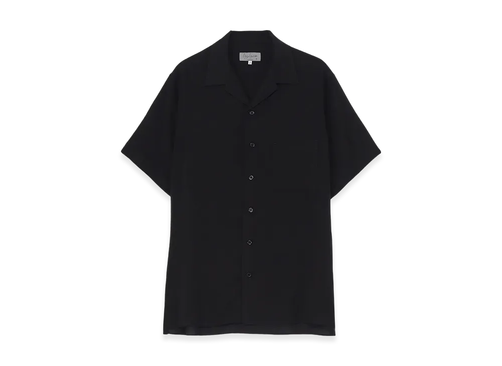 Yohji Yamamoto POUR HOMME Cellulose Lawn Open Collar Half Sleeve Shirt "Black"