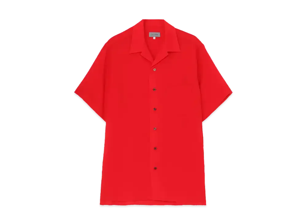Yohji Yamamoto POUR HOMME Cellulose Lawn Open Collar Half Sleeve Shirt "Red"