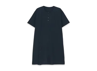 Yohji Yamamoto POUR HOMME Combed Jersey Henry Neck Short Sleeve T "Blue"