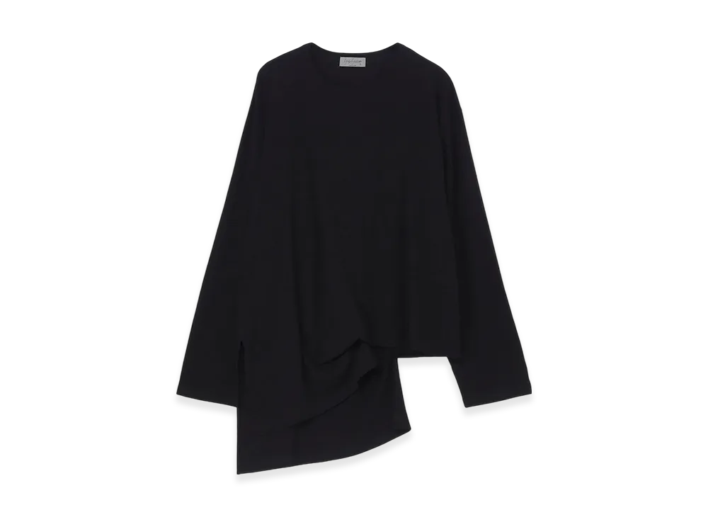 Yohji Yamamoto POUR HOMME Diorama Jersey Asymmetry Hem Long Sleeve T "Black"