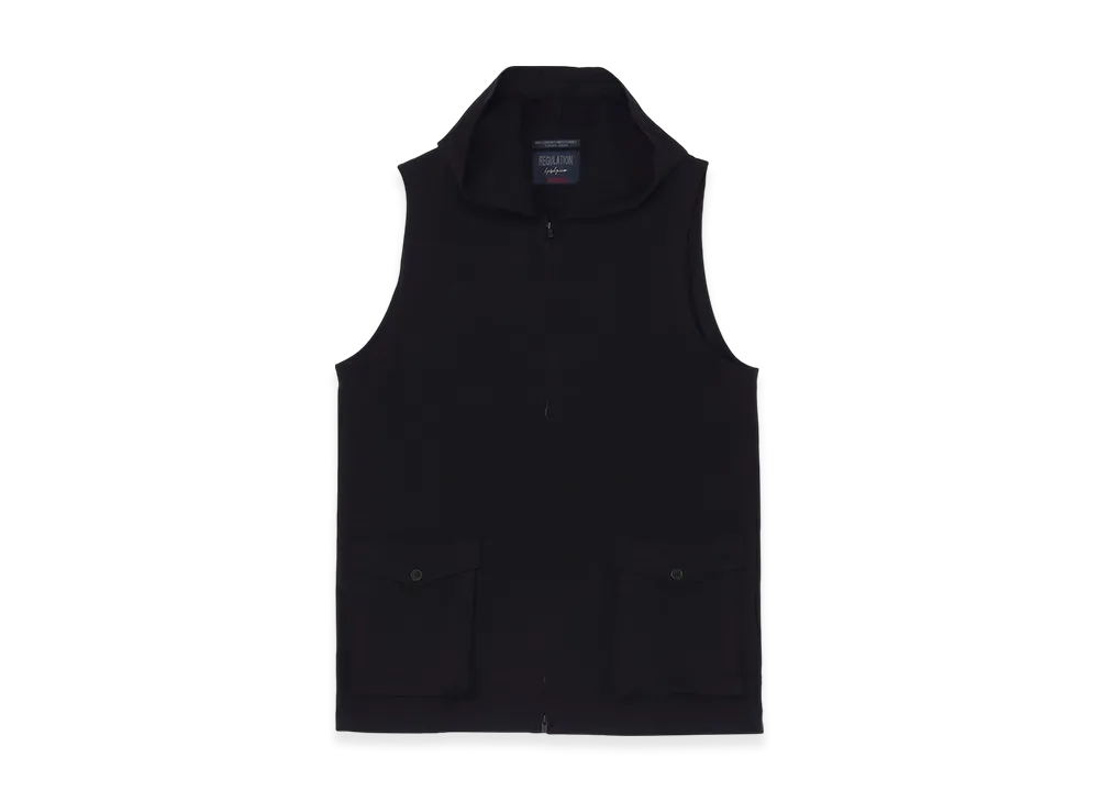 Yohji Yamamoto POUR HOMME Regulation Jersey Hooded Zipper Vest "Black"