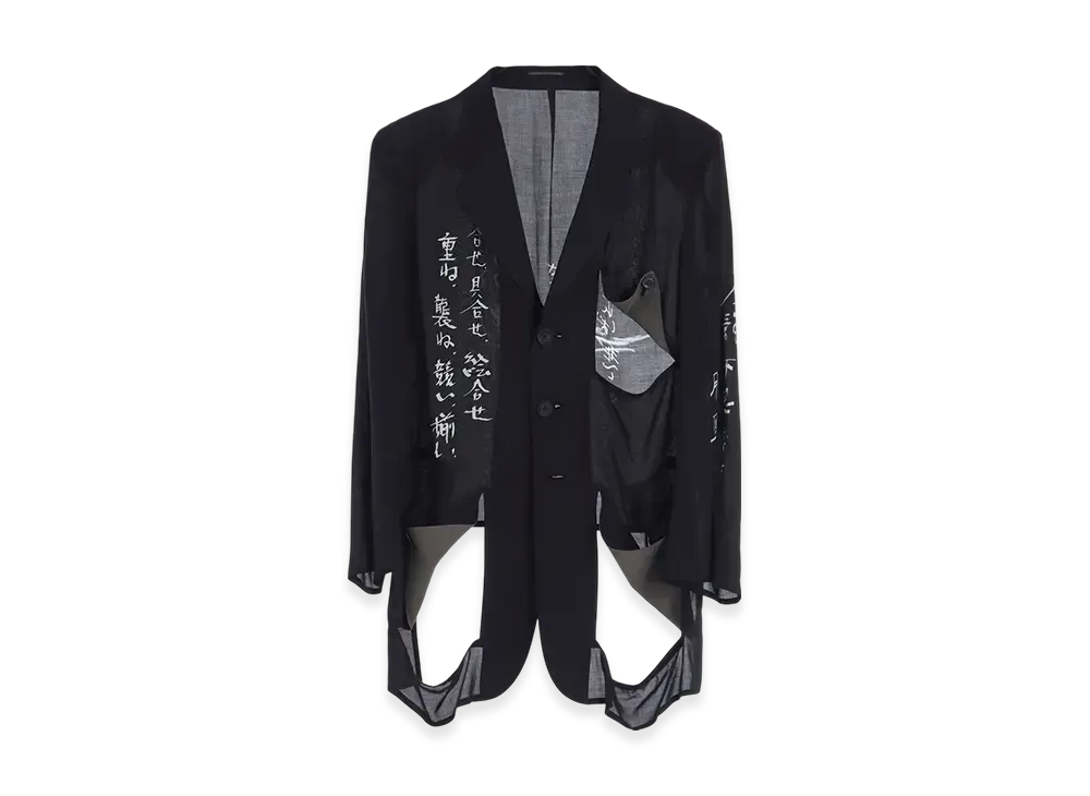 Yohji Yamamoto POUR HOMME Modal Lawn Message Printed Jacket "Black"