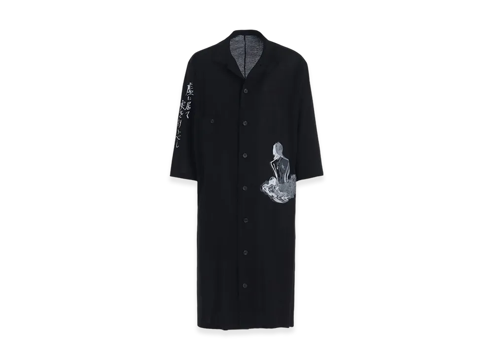 Yohji Yamamoto POUR HOMME C/Ny Pt Jersey A Stand Long Blouse "Black"