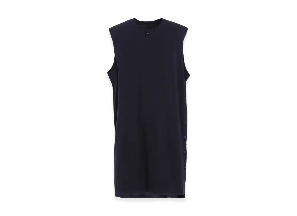 Yohji Yamamoto POUR HOMME Combed Single Jersey Single Button Tank Top "Navy"