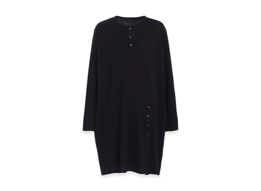 Yohji Yamamoto POUR HOMME Cotton Modal Jersey Henry Neck LS T "Black"