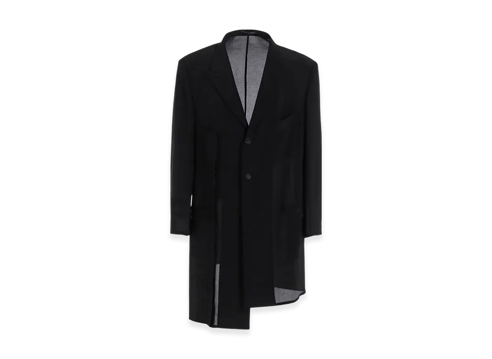 Yohji Yamamoto POUR HOMME 12M Silk Decine Asymmetry Jacket "Black"