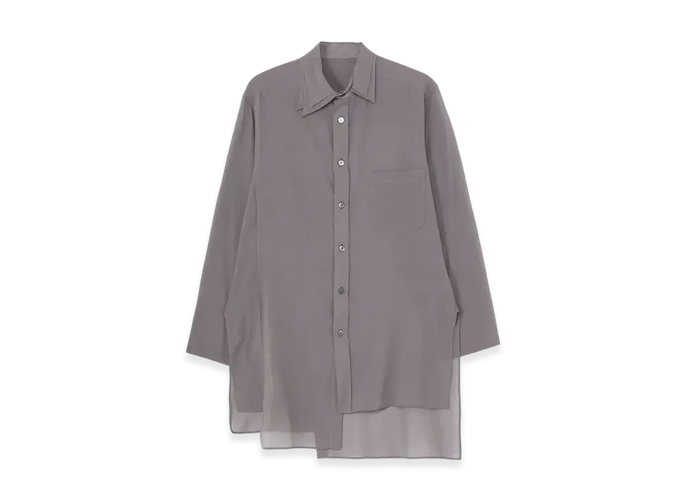 Yohji Yamamoto POUR HOMME Gray Chiffon R Double Layer Asymmetry Blouse "Grey"