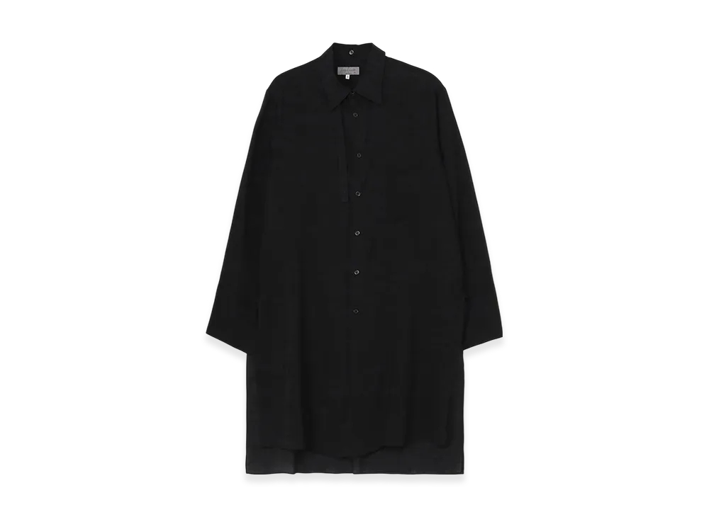 Yohji Yamamoto POUR HOMME 80 Modal Loan Asymmetry Collar Blouse "Black"