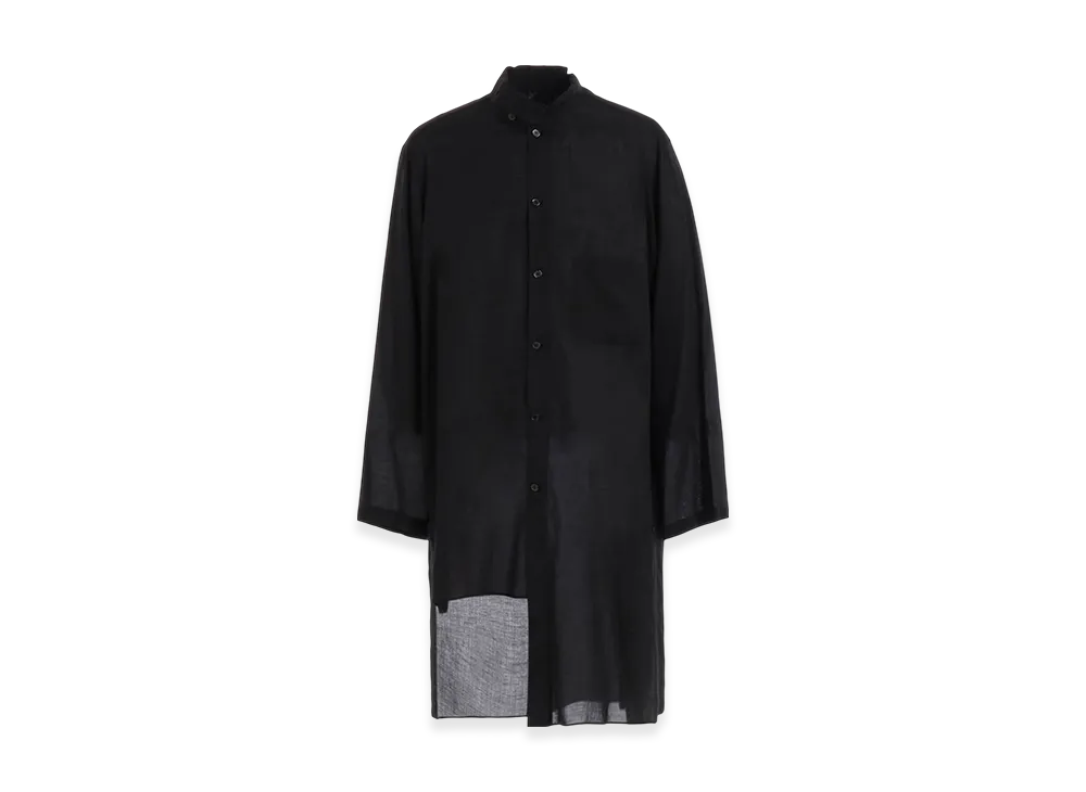 Yohji Yamamoto POUR HOMME 80 Modal Loan Asymmetry Stand Blouse "Black"
