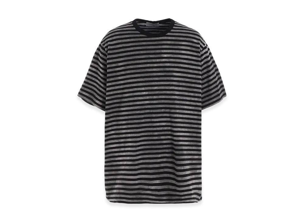 Yohji Yamamoto POUR HOMME 40/2 Jersey Border Uneven Round Neck T "Grey"
