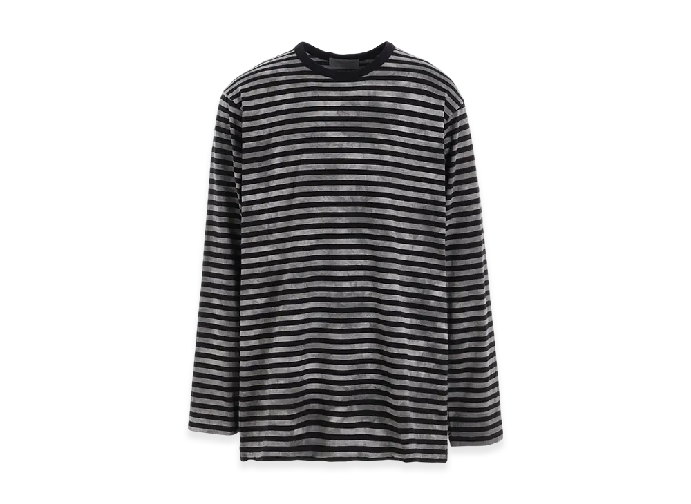 Yohji Yamamoto POUR HOMME 40/2 Jersey Border Uneven Round Neck T "Grey"