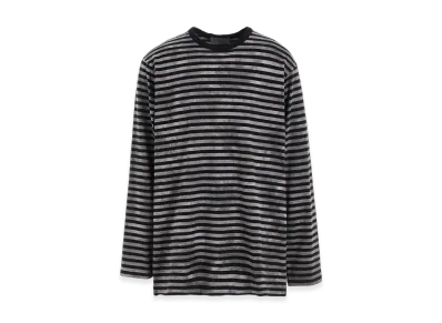 Yohji Yamamoto POUR HOMME 40/2 Jersey Border Uneven Round Neck T "Grey"