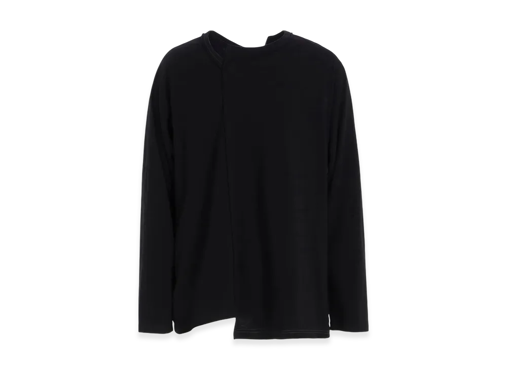 Yohji Yamamoto POUR HOMME 30/- Combed Single Jersey St Paneled Slit T "Black"