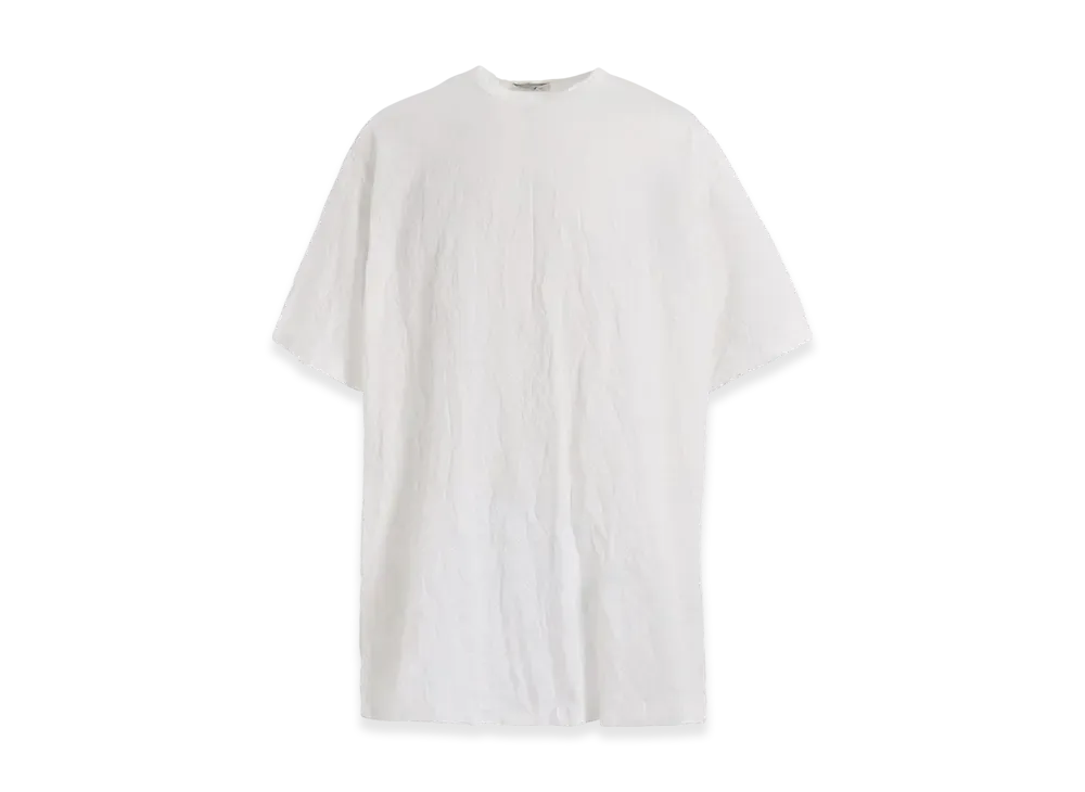 Yohji Yamamoto POUR HOMME Wrinkled Stripe Jq Round Neck T "White"