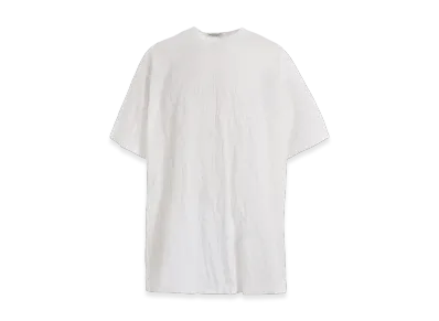 Yohji Yamamoto POUR HOMME Wrinkled Stripe Jq Round Neck T "White"