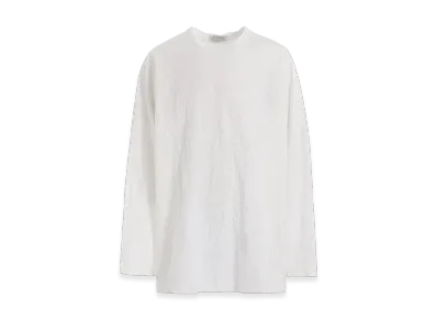 Yohji Yamamoto POUR HOMME Wrinkled Stripe Jq Round Neck T "White"