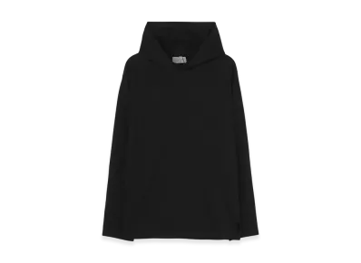 Yohji Yamamoto POUR HOMME 30/- Plain Stitch Hood Signature Print Hoodie "Black"