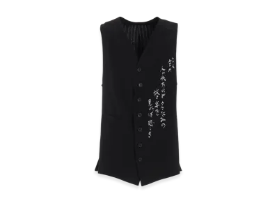 Yohji Yamamoto POUR HOMME Message Printed Vest "Black"