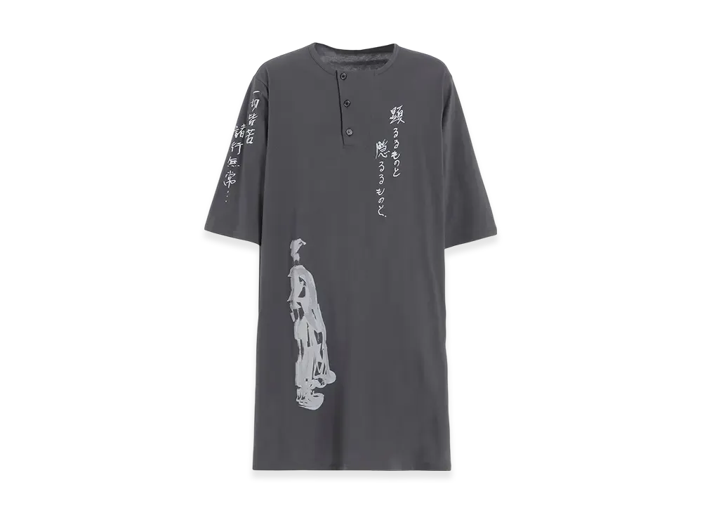 Yohji Yamamoto POUR HOMME Combed Single Jersey Henry Three Quarter Sleeve "Grey"