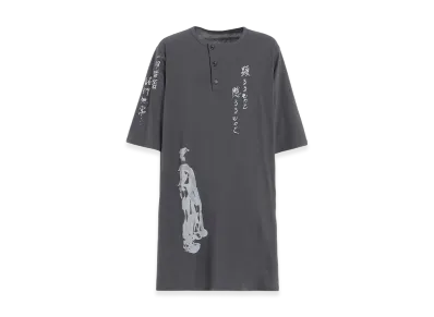 Yohji Yamamoto POUR HOMME Combed Single Jersey Henry Three Quarter Sleeve "Grey"