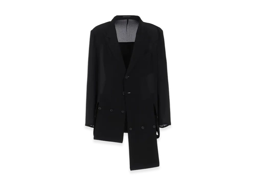 Yohji Yamamoto POUR HOMME 12M Silk Decine Hem Wrapped Jacket "Black"