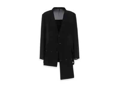 Yohji Yamamoto POUR HOMME 12M Silk Decine Hem Wrapped Jacket "Black"