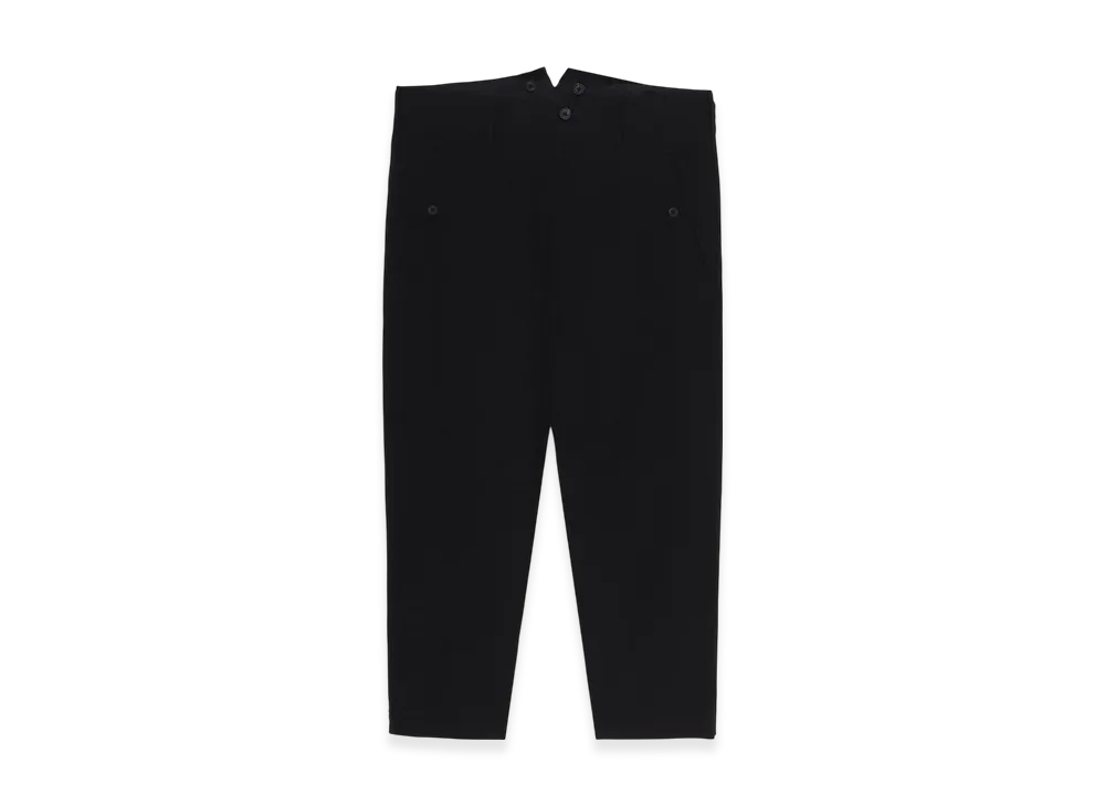 Yohji Yamamoto POUR HOMME C/L Uneven Thread Canvas Tab Detail Slim Pants "Black"