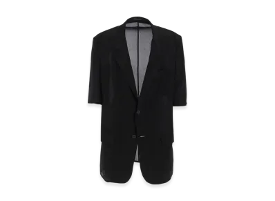 Yohji Yamamoto POUR HOMME 12M Silk Decine Cropped Sleeve Jacket "Black"