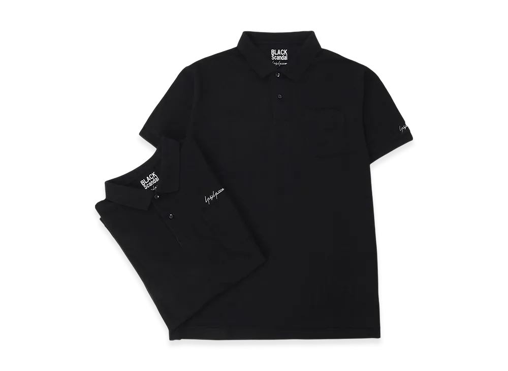 Yohji Yamamoto POUR HOMME 2Pieces Pack Signature Embroidery Big Polo Shirts "Black"