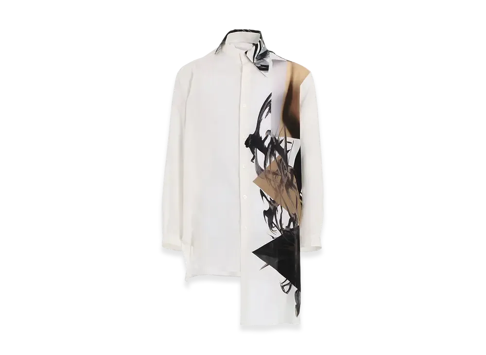 Yohji Yamamoto POUR HOMME Unbalanced Design Collar Blouse "White"