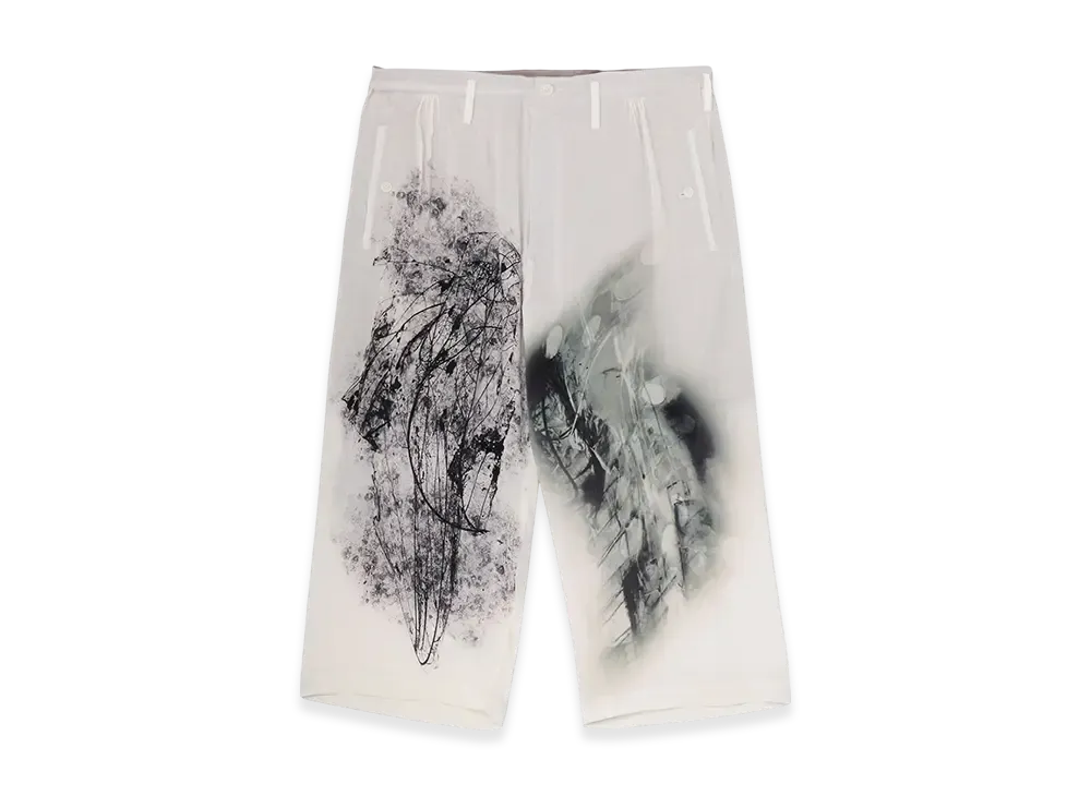 Yohji Yamamoto POUR HOMME Gather Detail Print Pants "White"