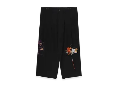 Yohji Yamamoto POUR HOMME Flower Designed Print Wide Pants "Black"