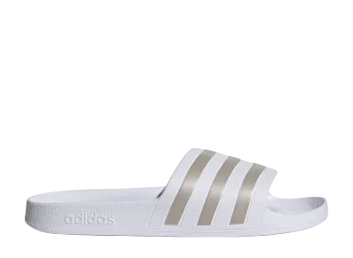 adidas Women's Adilette Aqua Slides "Cloud White/Platinum Metallic"