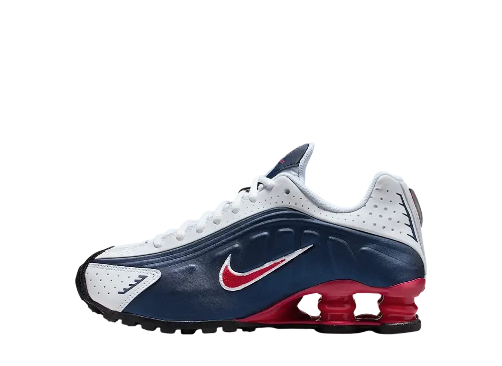 ナイキ GS ショックス R4 "ミッドナイトネイビー/ホワイト/メタリックシルバー/ジムレッド" (キッズ)