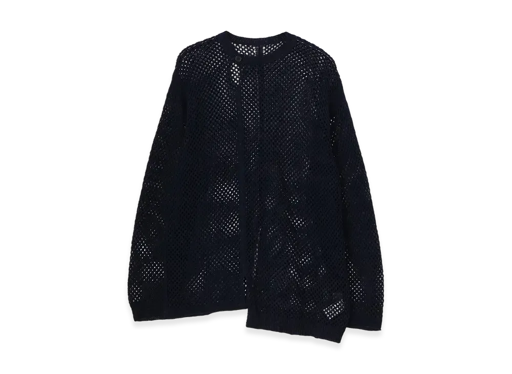 Yohji Yamamoto POUR HOMME 5G Hemmed Pattern Mesh Panel Pullover "Navy"