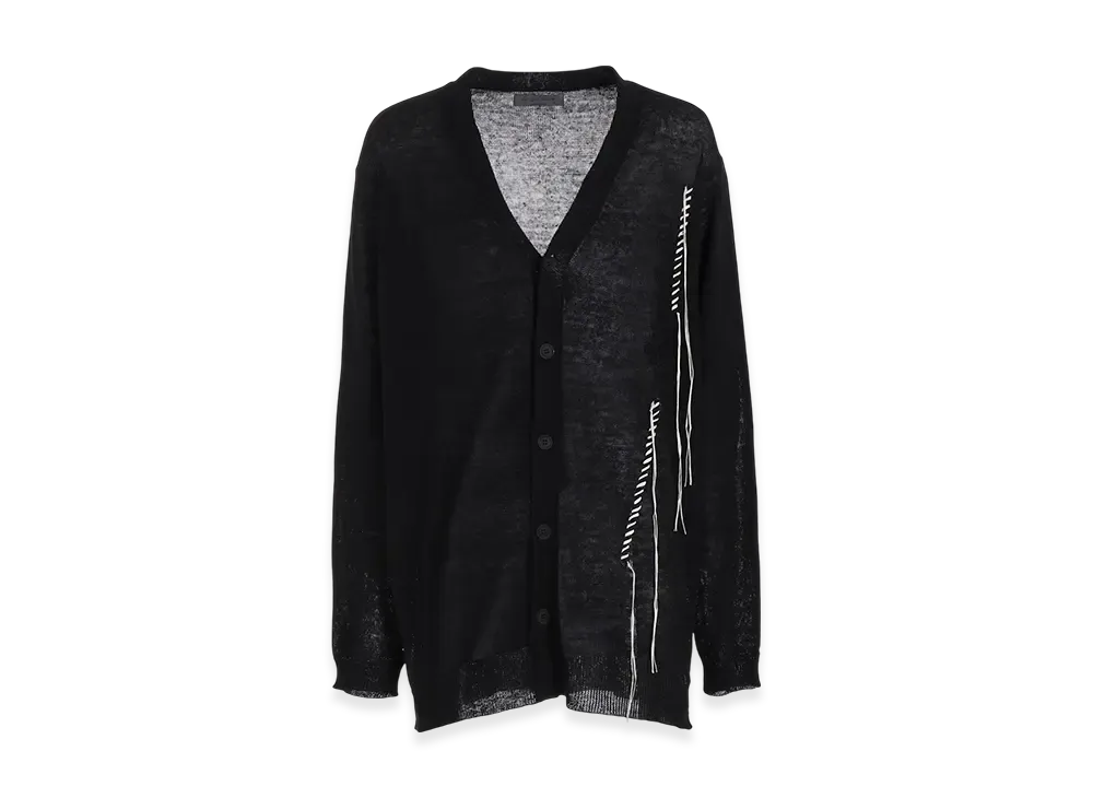 Yohji Yamamoto POUR HOMME 10G Plated Crossed Pattern Embroidery Cardigan "Black"