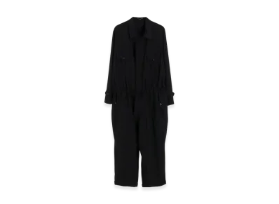 Yohji Yamamoto POUR HOMME Wool Gabardine Double Placket Jumpsuit "Black"