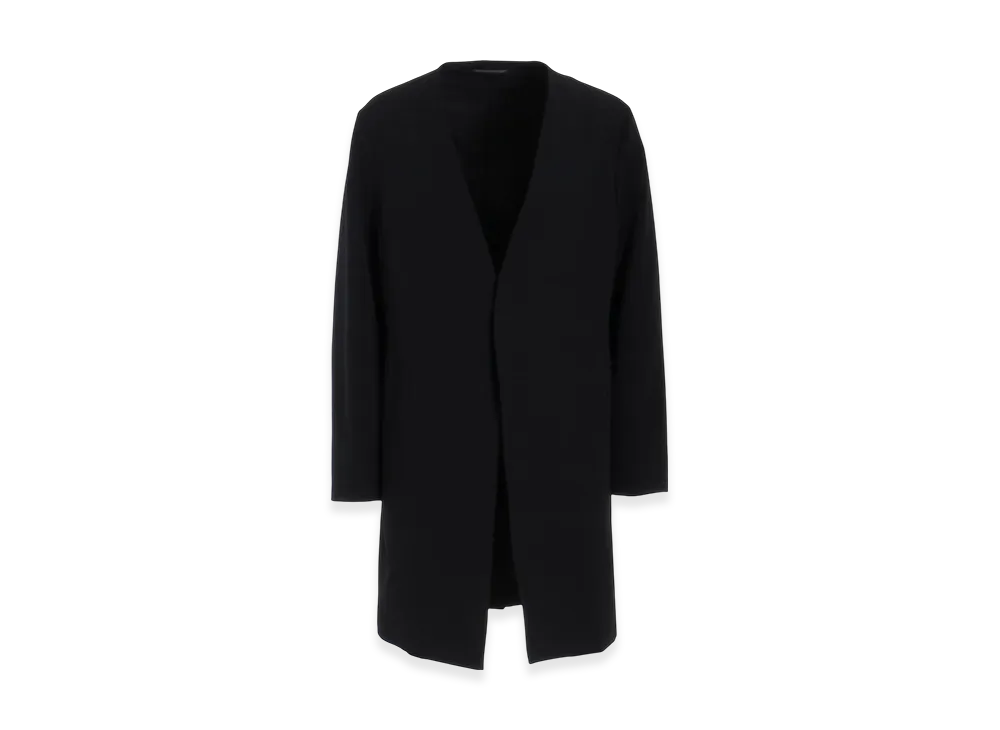 Yohji Yamamoto POUR HOMME Wool Gabardine Nocollar Jacket "Black"