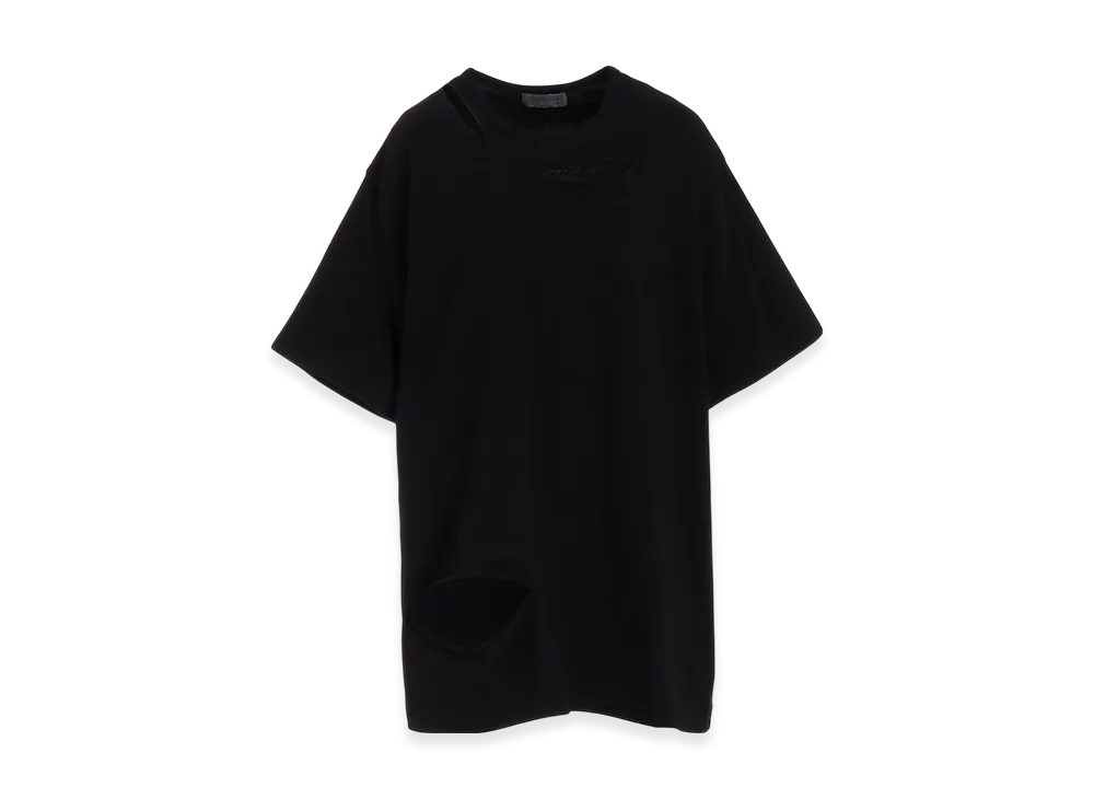 Yohji Yamamoto POUR HOMME Combed Single Jersey Slit Detail S Sleeve T "Black"