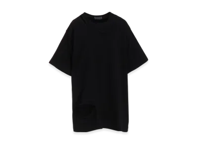 Yohji Yamamoto POUR HOMME Combed Single Jersey Slit Detail S Sleeve T "Black"