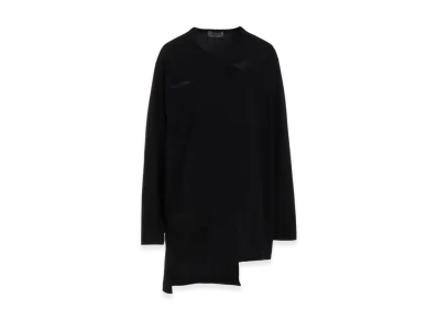 Yohji Yamamoto POUR HOMME Combed Single Jersey Slit Detail L Sleeve T B "Black"