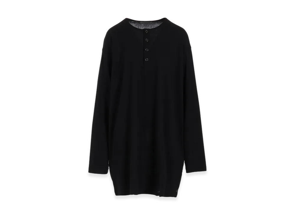 Yohji Yamamoto POUR HOMME Ly/C MVS Spiral Henry Neck LS T "Black"