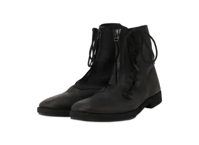 Yohji Yamamoto POUR HOMME Product Dyeing Horse Leather Front Zip Boots "Black"