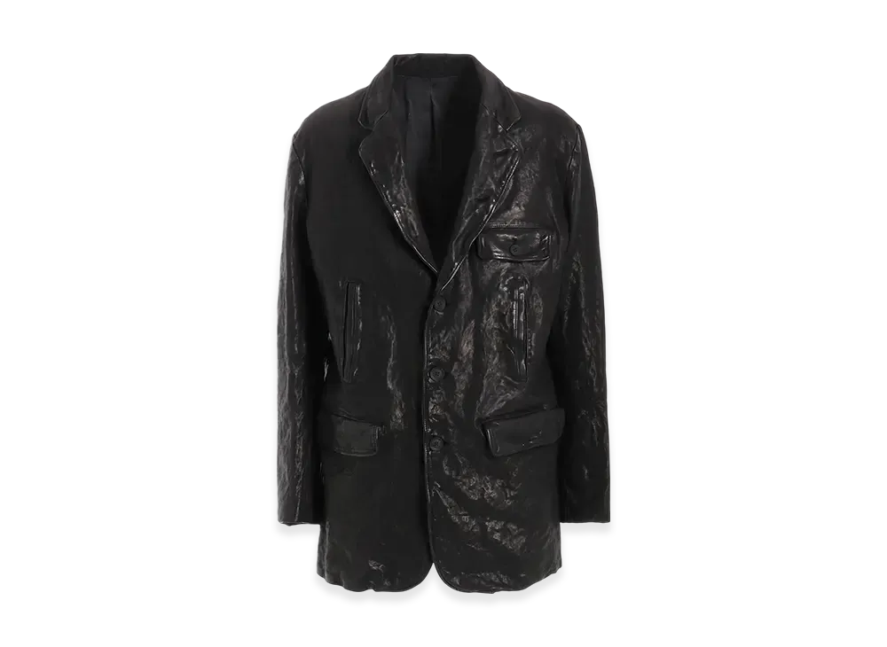 Yohji Yamamoto POUR HOMME Backlash Calf Dyed 5Pockets Single Jacket "Black"