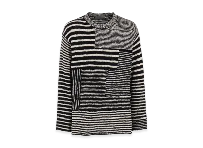 Yohji Yamamoto POUR HOMME 3G1P Border Round Neck Knit "Black/White"