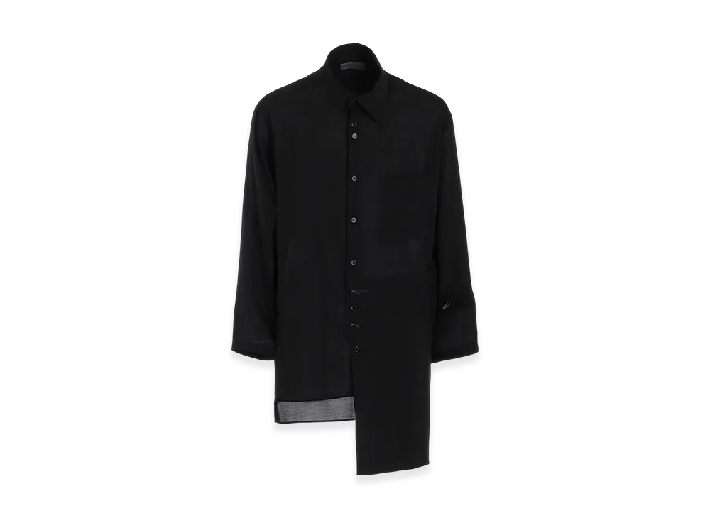 Yohji Yamamoto POUR HOMME Cellulose Lawn Zip Detail Blouse "Black"