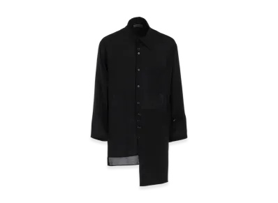 Yohji Yamamoto POUR HOMME Cellulose Lawn Zip Detail Blouse "Black"