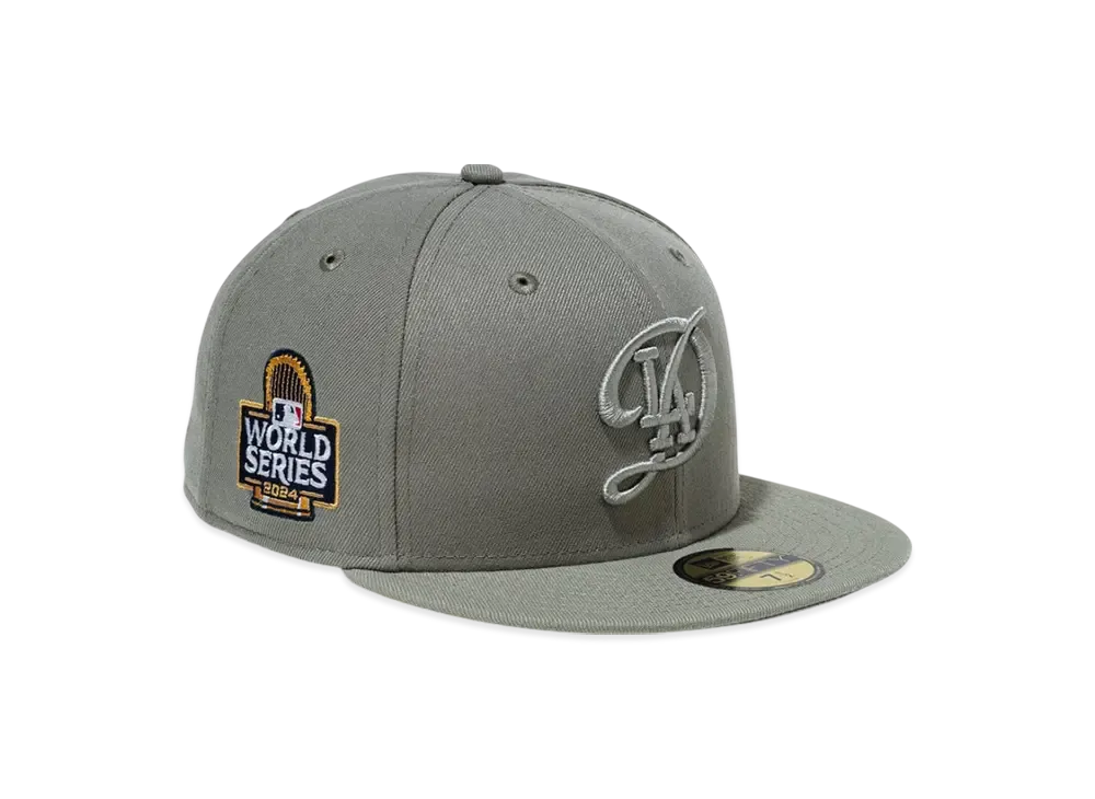 NEW ERA 59Fifty World Series Champions 2024 Los Angeles Dodgers World Series Patch "Storm Gray/Misty Morning"