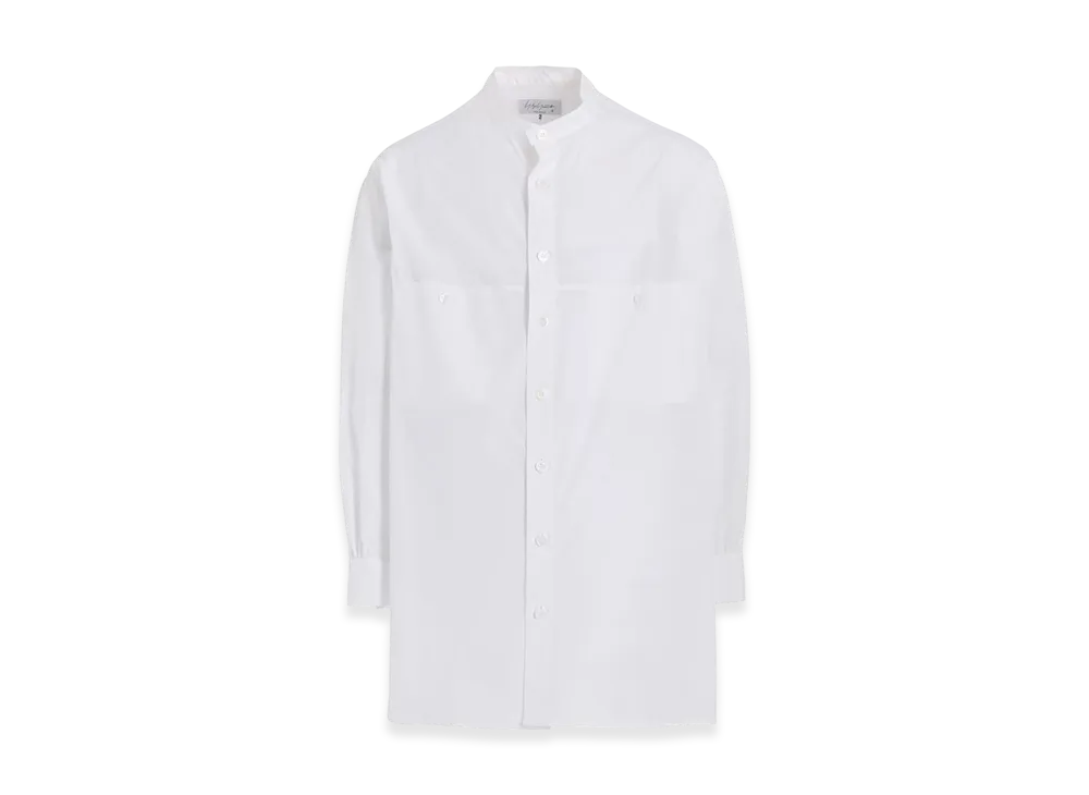Yohji Yamamoto POUR HOMME Chain Stitch Broad No Collar Blouse "White"