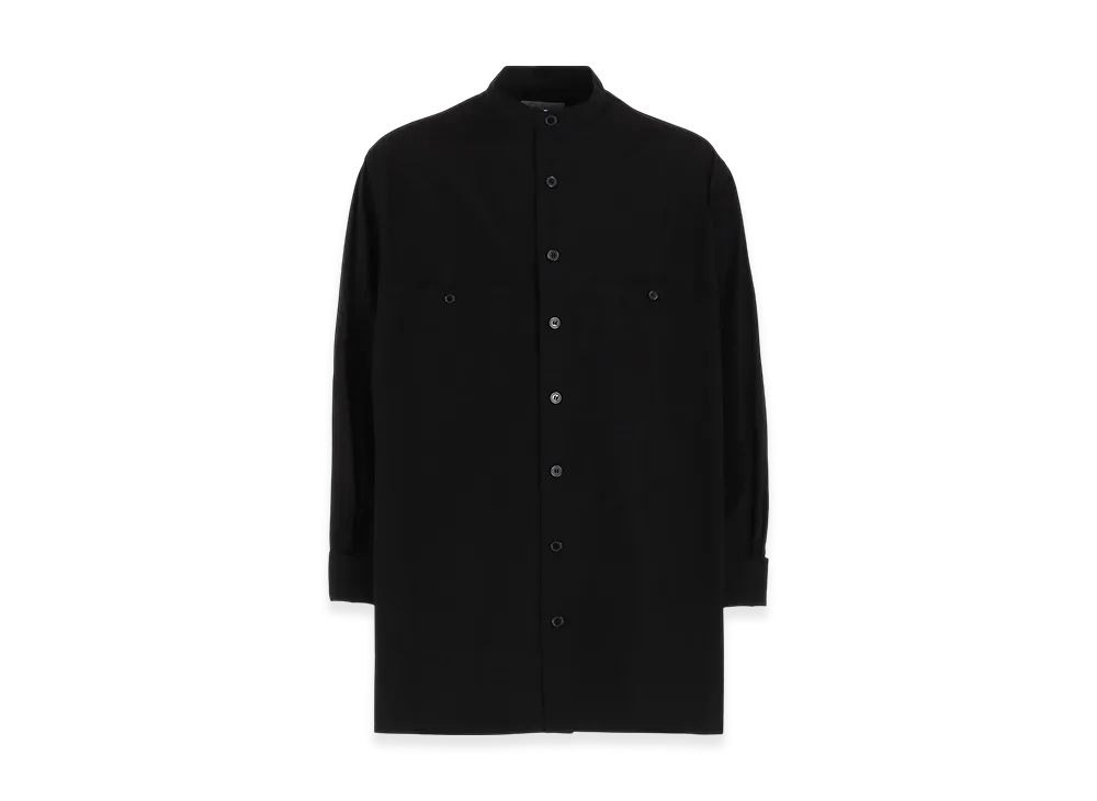 Yohji Yamamoto POUR HOMME Chain Stitch Broad No Collar Blouse "Black"